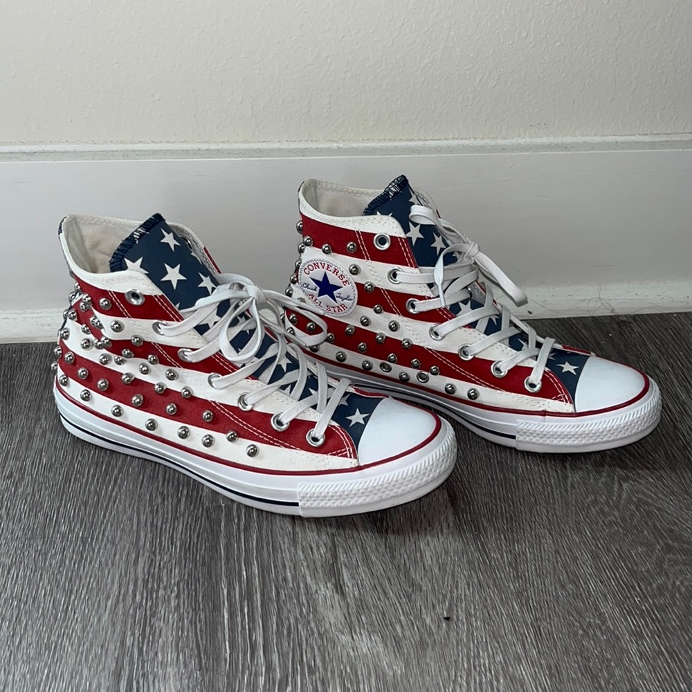american flag converse with studs